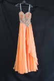 Princess Collection Orange Strapless Full Dress with Beaded Bodice Size: 6
