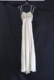 Faviana White Full Length Dress with Beaded Bodice Size: 6