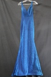 Ashley Lauren Blue Sparkly Full Length Dress Size: 0