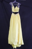 Rachel Allan Yellow Two-Piece Top and Full Length Skirt Size: 0
