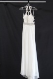 Faviana White Full Length Dress with Beading Size: 0