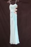 Faviana Light Blue Full Length Dress with Side Cut Outs Size: 0
