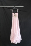 MacDuggal Pink Full Length Dress with Beaded Bodice Size: 2