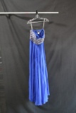 Lucci Lu Blue Strapless Full Length Dress with Beaded Bodice Size: 12