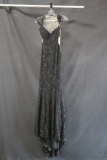 Alyce Paris Black Lace Full Length Dress Size: 0
