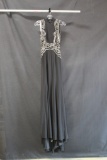 Rachel Allan Black Full Length Dress with Beading Size: 0