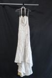 Panoply White Halter Style Full Length Beaded Dress Size: 0