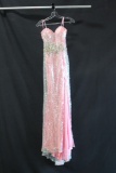 Night Moves Pink Full Length Dress with Sequined Overlay Size: 0