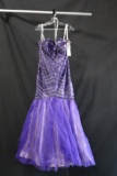 LeGala Mon Cheri Purple Full Length Dress with Beading Size: 16