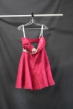 Aylce Paris Red Cocktail Dress with Gold Detail Size: 10