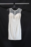 Ed Young White Cocktail Dress with Mesh Back Size: M