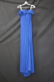 Faviana Blue Off the Shoulder Full Length Dress Size: 0