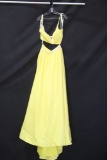 Rachel Allan Yellow Two-Piece Top and Full Length Skirt Size: 4