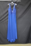 Faviana Blue Full Length Dress with Lace Bodice Size: 24W