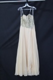 Princess Collection Ivory Full Length Dress with Beaded Bodice Size: 8