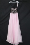 Night Moves Blush Strapless Full Length Dress with Beading Size: 10