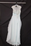 MacDuggal Light Blue Full Length Dress with Beading Size: 10