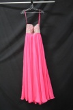 Night Moves Pink Strapless Full Length Dress with Beaded Bodice Size: 0