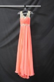 Rachel Allan Coral Full Length Dress with Beaded Accents Size: 0