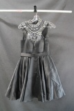 Rachel Allan Gray Cocktail Dress with Beaded Neckline Size: 0