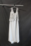 VM Collection Off-White V-Neck Dress with Sequined Bodice Size: 18