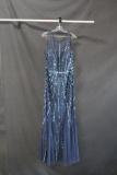 Faviana Blue Full Length Sequined Dress Size: 18