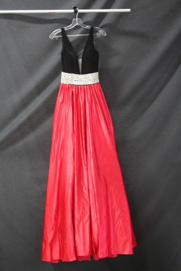 Jovani Black and Red Full Length Dress Size: 0