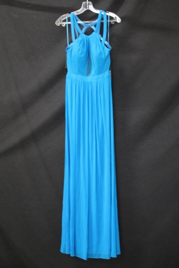 Faviana Blue Halter Style Full Length Dress Size: 8