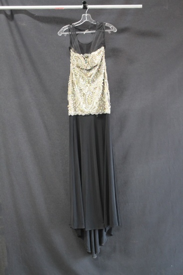 Enuious by Karishma Creations Black and Gold Full Length Dress Size: 0, Fav