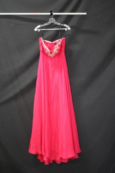 Alyce Paris Pink Strapless Full Length Dress with Beaded Accents Size: 8, P