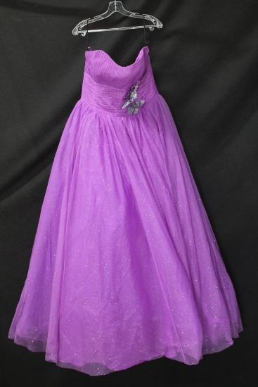 Alyce Designs Purple Strapless Full Length Dress Size: 18, Bari Jay Peach S