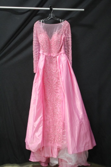 Alexandria Couture Pink Long Sleeved Full Length Dress Size: 12, Alyce Pari