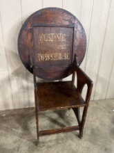 Arts & Crafts Oak Pokerwork Monk Chair