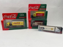 4 Die-Cast Model Trucks, Coca-Cola &