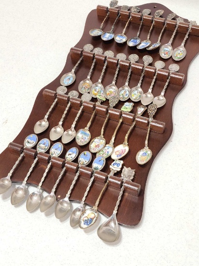 Vintage Spoon Collection and Display Hanger