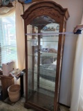 Oak Glass Curio Cabinet w Glass Shelves