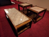 MCM Basket Weav Futuristic Living Room Tables Set
