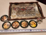 Coca-Cola Mirror Tray Coasters Bottle Opener