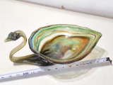 Beautiful Handmade Glass Swan Bowl