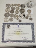 Silver Coin Etc Lot Walking Liberty Bars