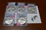 (5) 2010 American Silver Eagle Dollars Proof MS70 PCGS