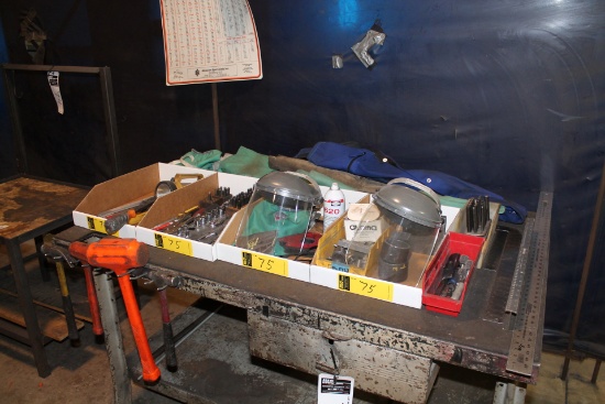 LOT WELDING HAND TOOLS AND WORK TABLE