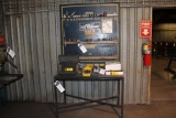 LOT WORKTABLE WITH BACKBOARD AND CONTENTS OF TOOLS