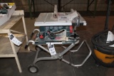 BOSCH ARBOR TABLE SAW, TILTING ON FOLDER WHEELED STAND