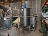 JACKETED STAINLESS STEEL HORIZONTAL CONE BOTTOM MIXER TANK WITH TOP MOUNTED ELECTRIC AGITATOR