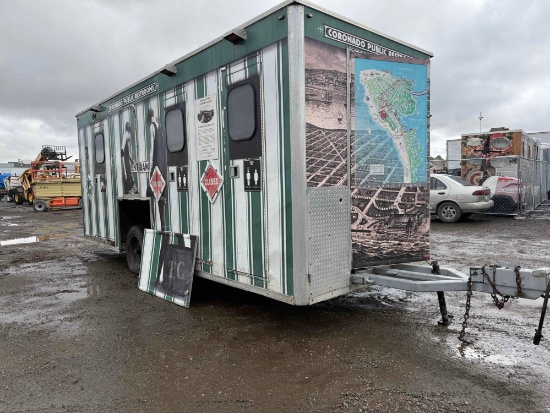 2014 AMS GLOBAL 1 AXLE PORTABLE RESTROOM TRAILER