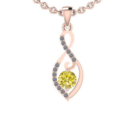 0.60 Ctw i2/i3 Treated Fancy Yellow And White Dimaond 14K Rose Gold Pendant