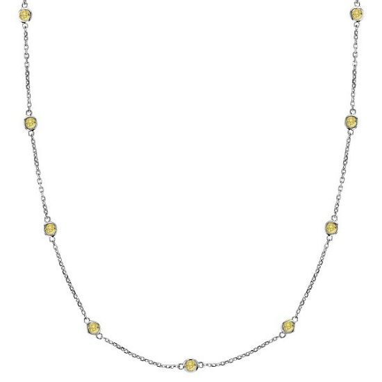 Fancy Yellow Canary Station Necklace 14k White Gold (0.33ct)