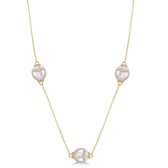 South Sea Cultured Pearls By The Station Necklace 14K Yellow Gold (10mm)