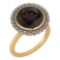 Certified 5.95 Ctw Smoky Quartz And Diamond VS/SI1 Halo Ring 14K Yellow Gold MADE IN USA